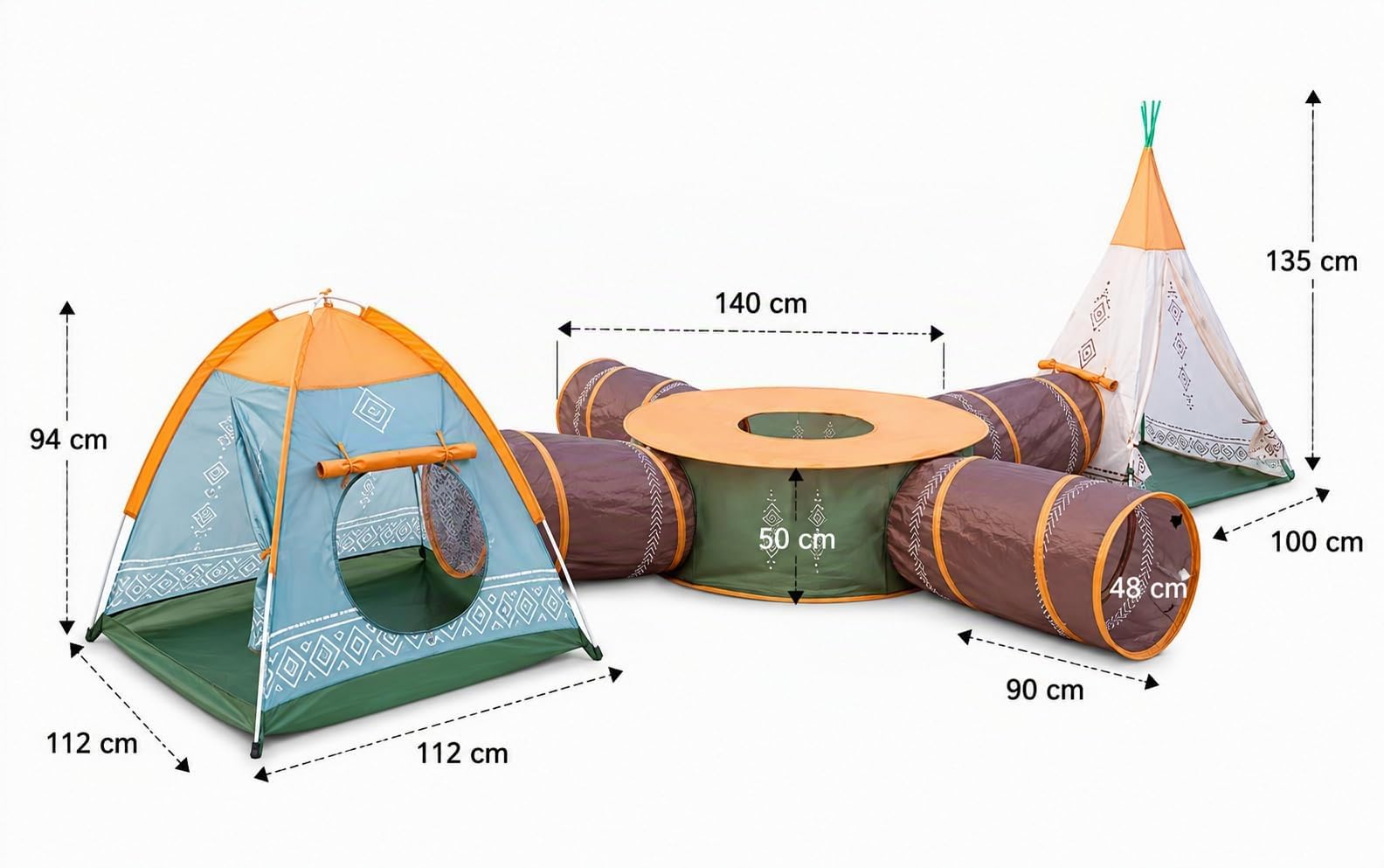 Zeltset Kinderzelt Spielzelt 7 in 1 Tunnels für Kinder COIL