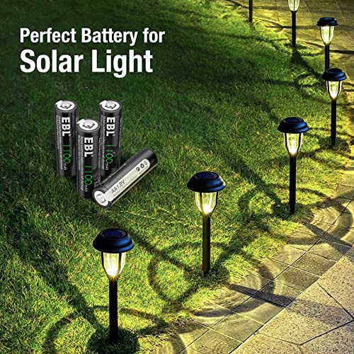 Ebl Solar Aa Batteries For Outdoor Solar Lights Garden Lights Household Devices, Pre Charged Aa Rechargeable Batteries 1.2V 1100Mah High Performance Ni-Cd Battery (Pack Of 20) #TOP6