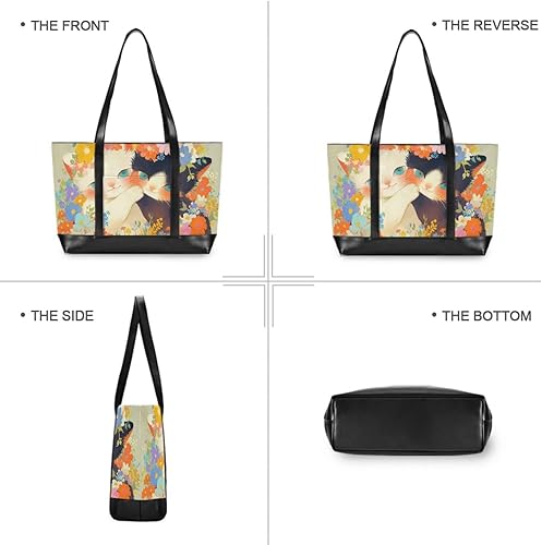 Miniatura 3 de cute Cute Flowers Vintage fashion laptop tote bag with zipper work purses for commuter with diaper maletin ejecutivo para mujer