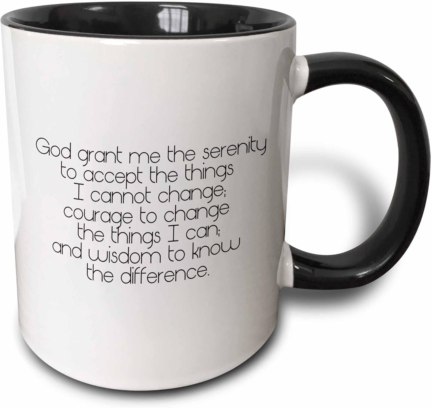 3dRose mug_195667_4 "Serenity Prayer" Two Tone Mug, 11 oz, Black