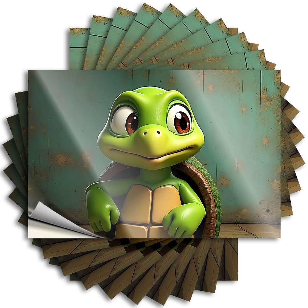 Tattoos Tiny Work Bumper A Cartoon Turtle with Big Eyes. - No Residue Decals for Winter(6X9CM)