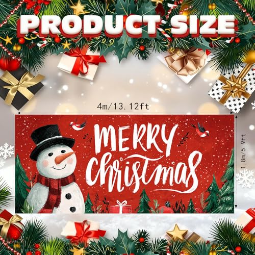 Image of Christmas Garage Door Decorations 6 x 13 ft, Snowman Cover