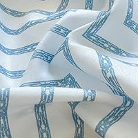 Vista 5 de LIWHENHAO - Juego de funda de edredón geométrica tamaño Individual, 100% algodón, azul con rayas de cadenas, a cuadros sobre blanco, 1 funda