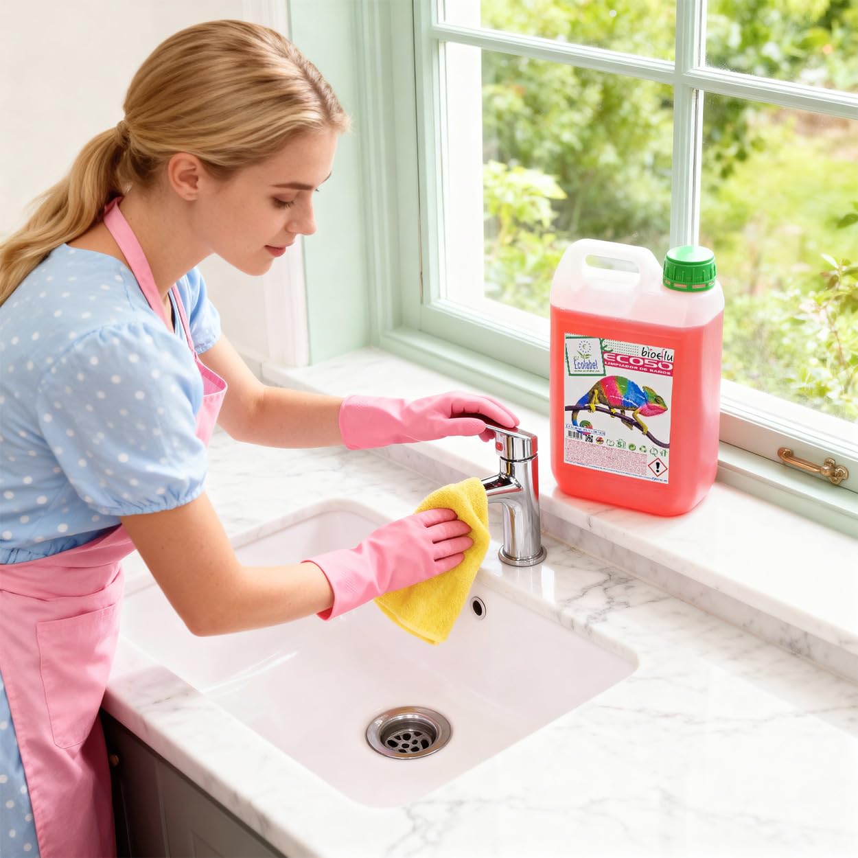 BIOEflu ECO50 Limpiador de Baños Ecológico 5000 ml – Limpieza Baño Profesional – Limpia WC Antical con Ecolabel – Multiusos Limpieza para Inodoros, y Grifería