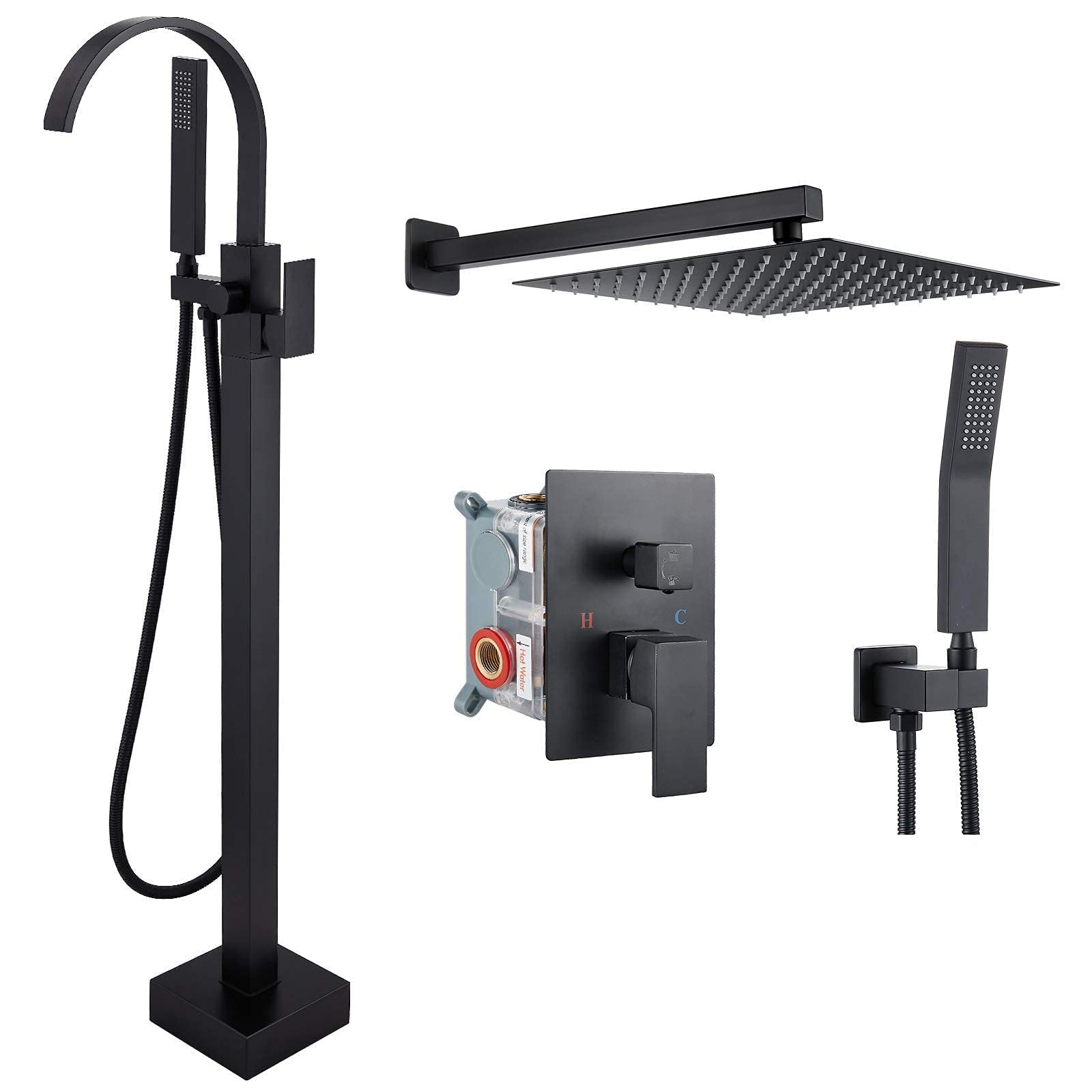 Buy Aolemi Matte Black Freestanding Tub Filler Bathtub Faucet Floor ed