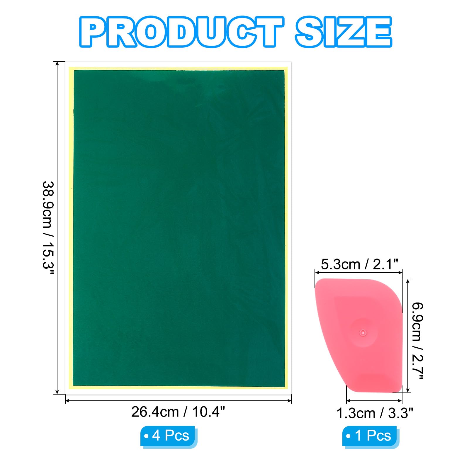 PATIKIL 15.3x10.4 Inch Laser Engraving Paper, 4 Pcs Laser Engraving Marking Color Paper with Red Scraper for Fiber Laser Marking and Engraving on Metal Ceramics Glass, Green