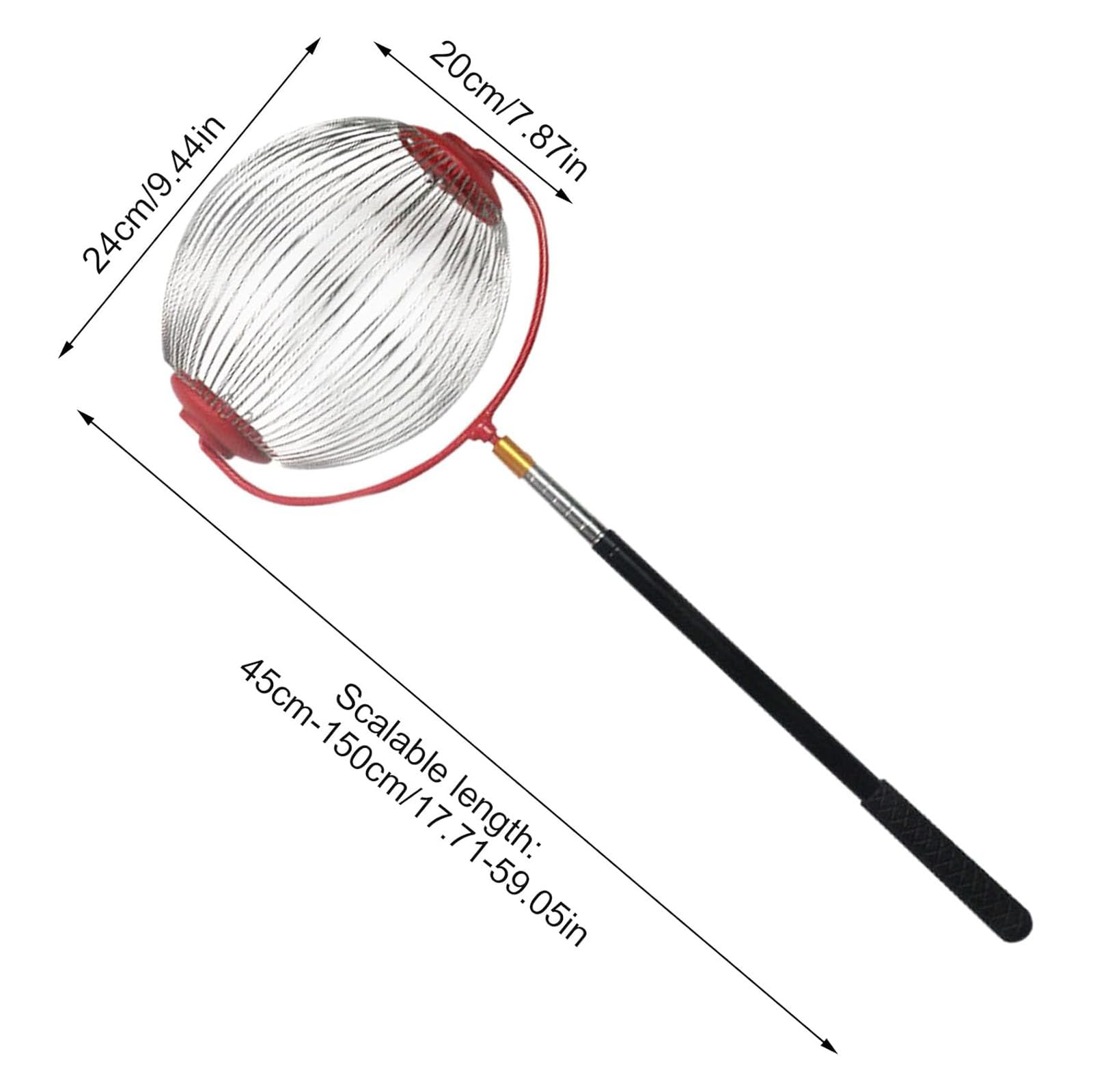 Generisch Recolector de nueces de acero inoxidable con mango telescópico, recogedor ajustable y ergonómico, recogedor de castañas y recogedor de frutas para nueces, manzanas, peras, castañas, nueces