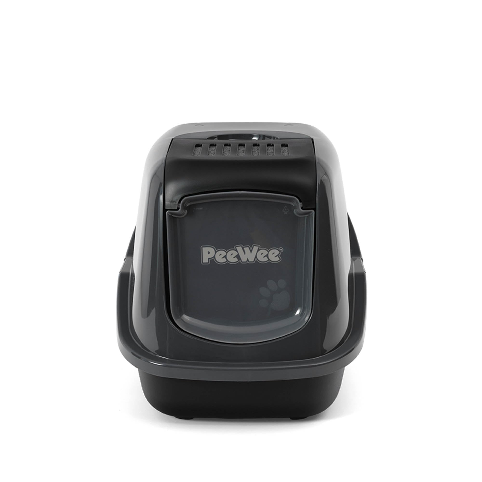 Katzentoilette PeeWee EcoHus Katzenklo mit Haube Katzen WC geschlossen inkl. 3kg Streu Holzpellets, Farbe:Schwarz-Anthrazit