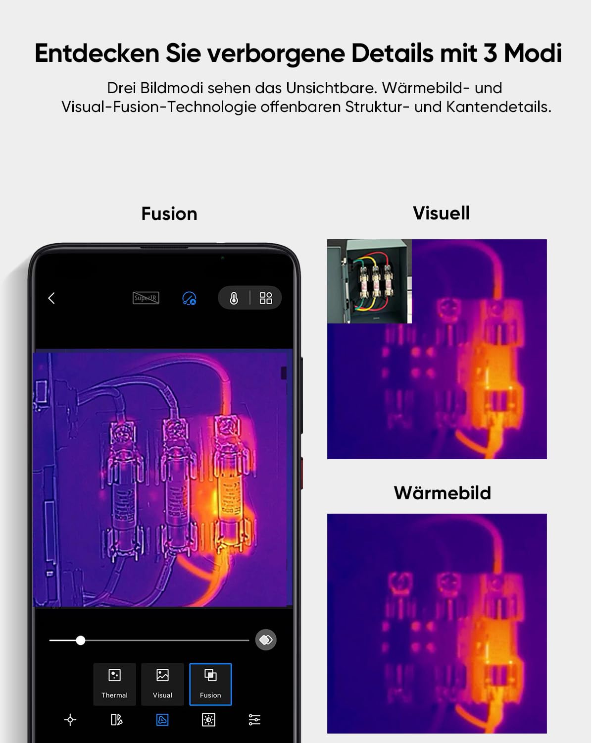 HIKMICRO Wärmebildkamera Mini2PlusV2 512 x 384 SuperIR, Manuell fokussierende Thermal Camera Kompatibel mit iOS und Android, 256 x 192 IR-Auflösung, 25Hz, USB-C/Lightning(unterstützt iPhone 15/16)