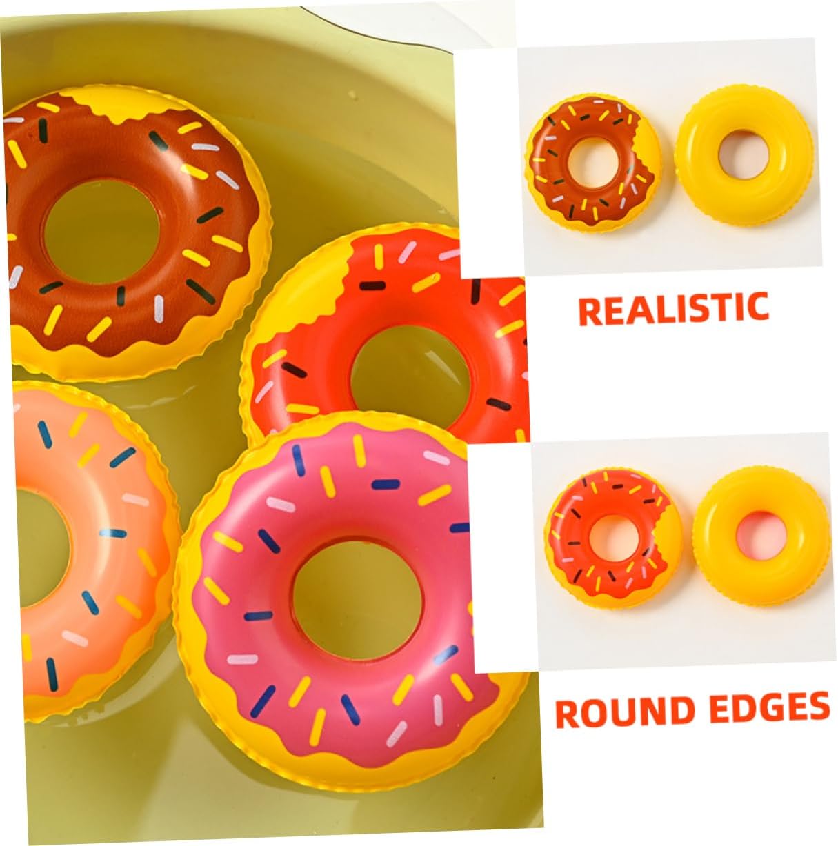 64pcs Mini Swim Toys for Boys and Girls Cute Donut Bath Decorations Floating Pool Accessories for Parties Beach and