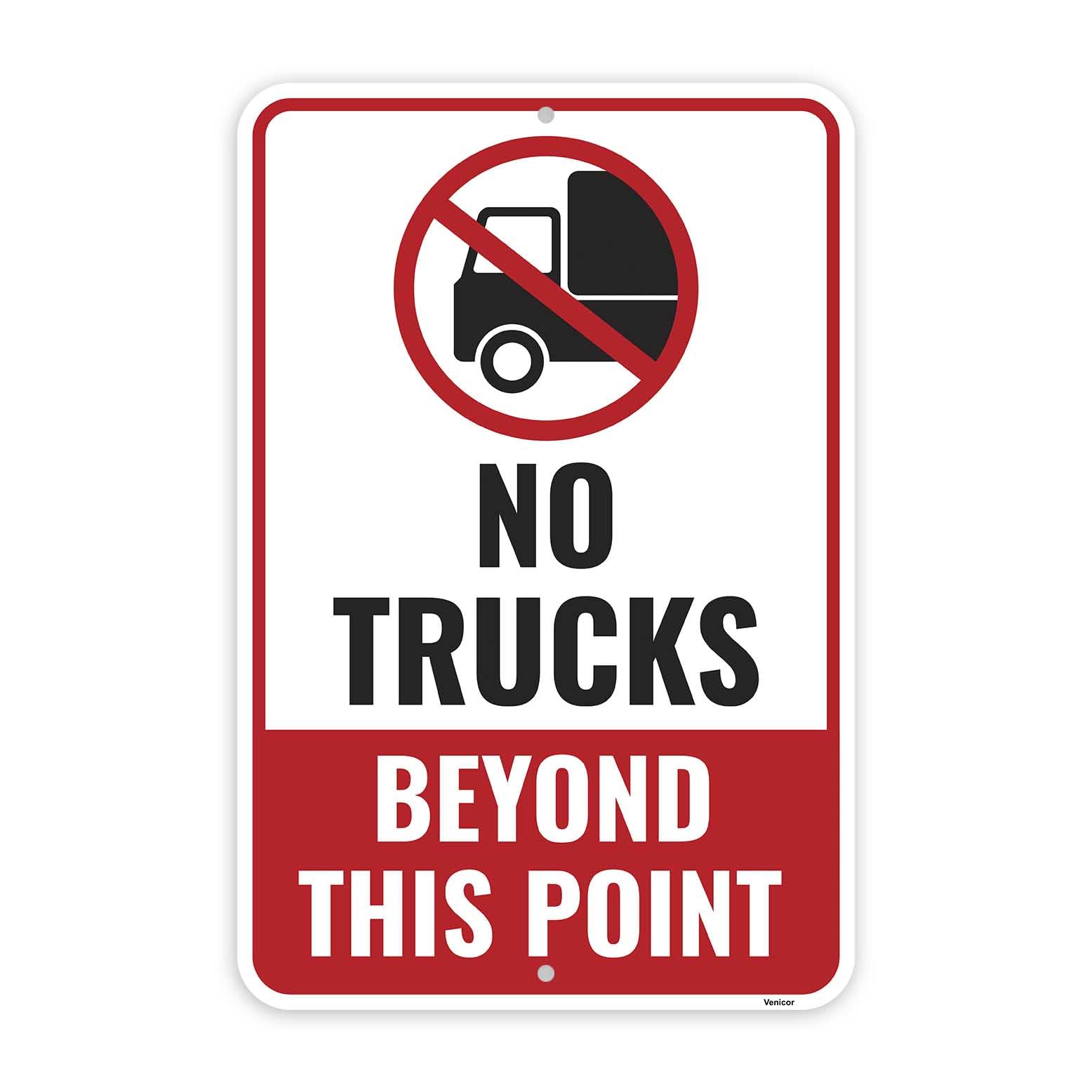 1PC No Delivery Trucks Beyond This Point Sign, 18 x 12 Inches - Aluminum - No Vehicles Beyond This Point Driveway Sign