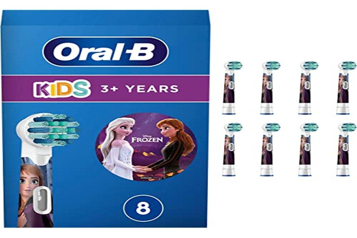 Oral-B Kids Recambios Cepillo de Dientes Eléctrico con Personajes de Frozen 2 de Disney, Pack De 8 Cabezales,1 Unidad (Paquete de 1) & Kids Recambios para Cepillo de Dientes Eléctrico de Niños