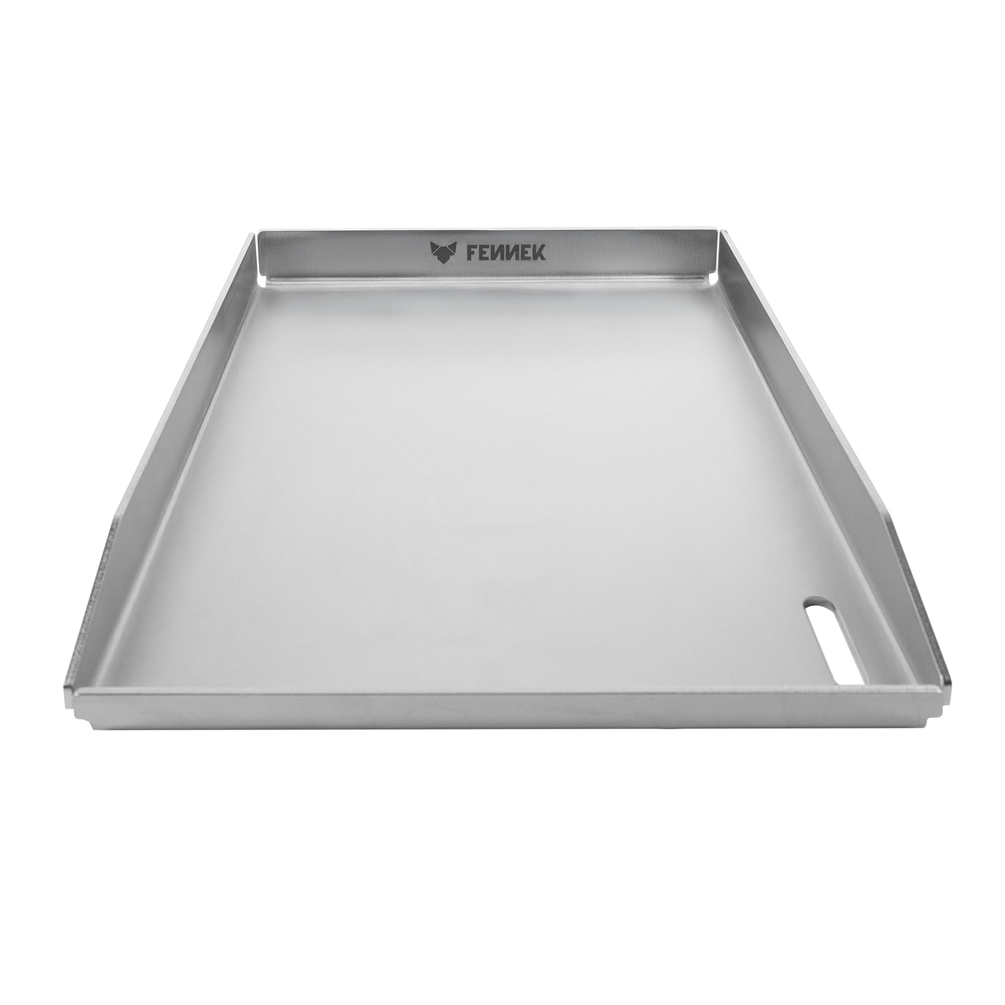FENNEK Plancha 40 x 30 cm Teppanyaki płyta grillowa z przednią krawędzią i dużym otworem spustowym | 4,0 mm stal nierdzewna | Do burgerów, warzyw, ryb i innych | Zmywalna w zmywarce | Podwinięte