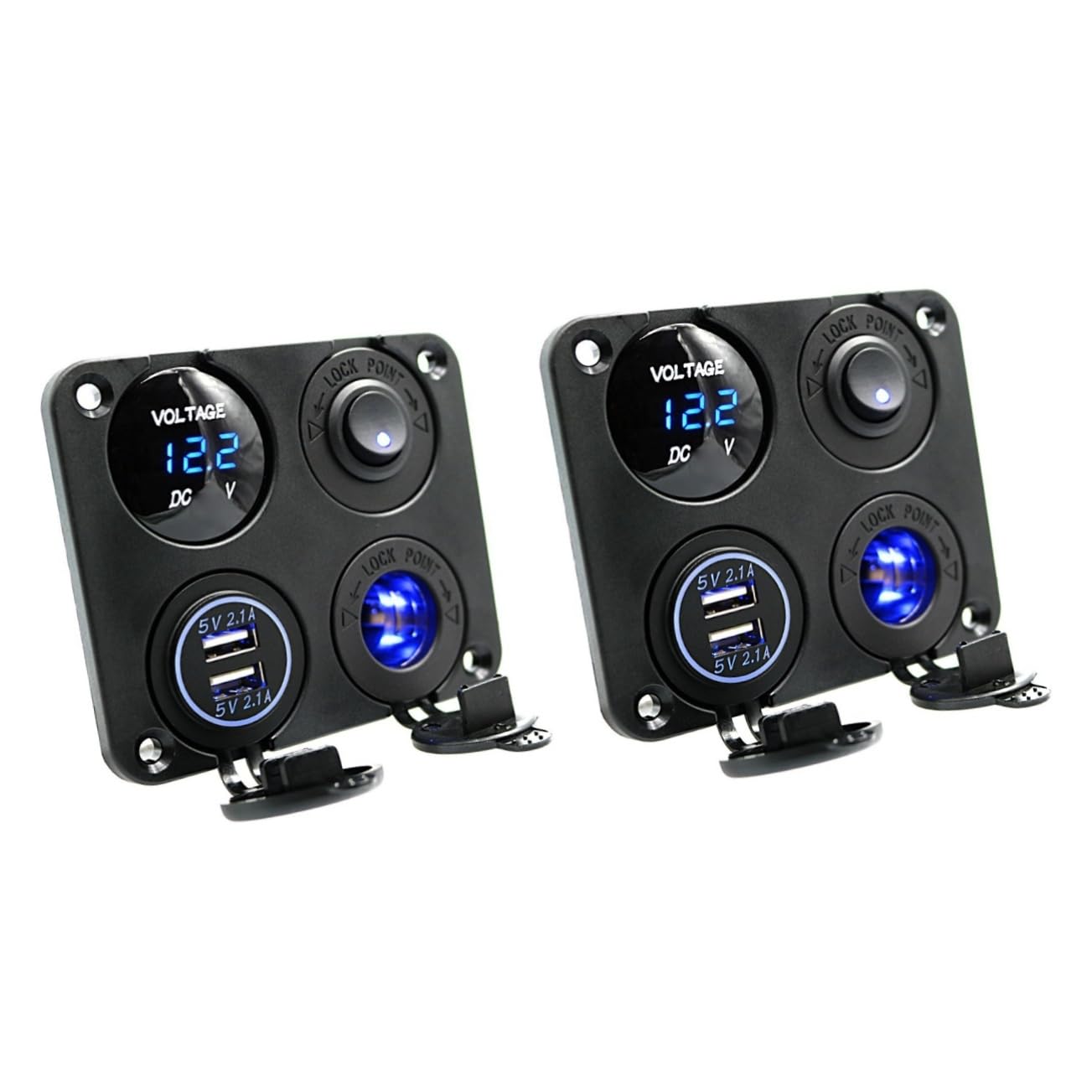 HOMSFOU 2 Stücke 4 1 4-in-1 Ladegerät Buchse Panel 2 1 Eine Dual USB 12-24v Voltmeter Für Auto Boot Marine Rv LKW Handys Ladegerät