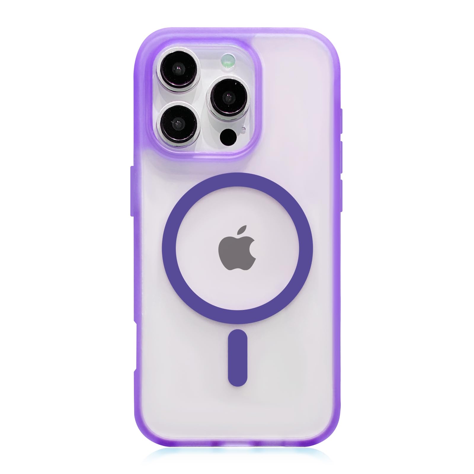 Strong Magnetic Air Phone Case for iPhone 16 Pro Max Clear,Compatible With Magsafe,Translucent Matte Jelly Color Phone Case Shockproof Anti-Yellowing Fingerprint Resistance Protective Bumper(Purple)