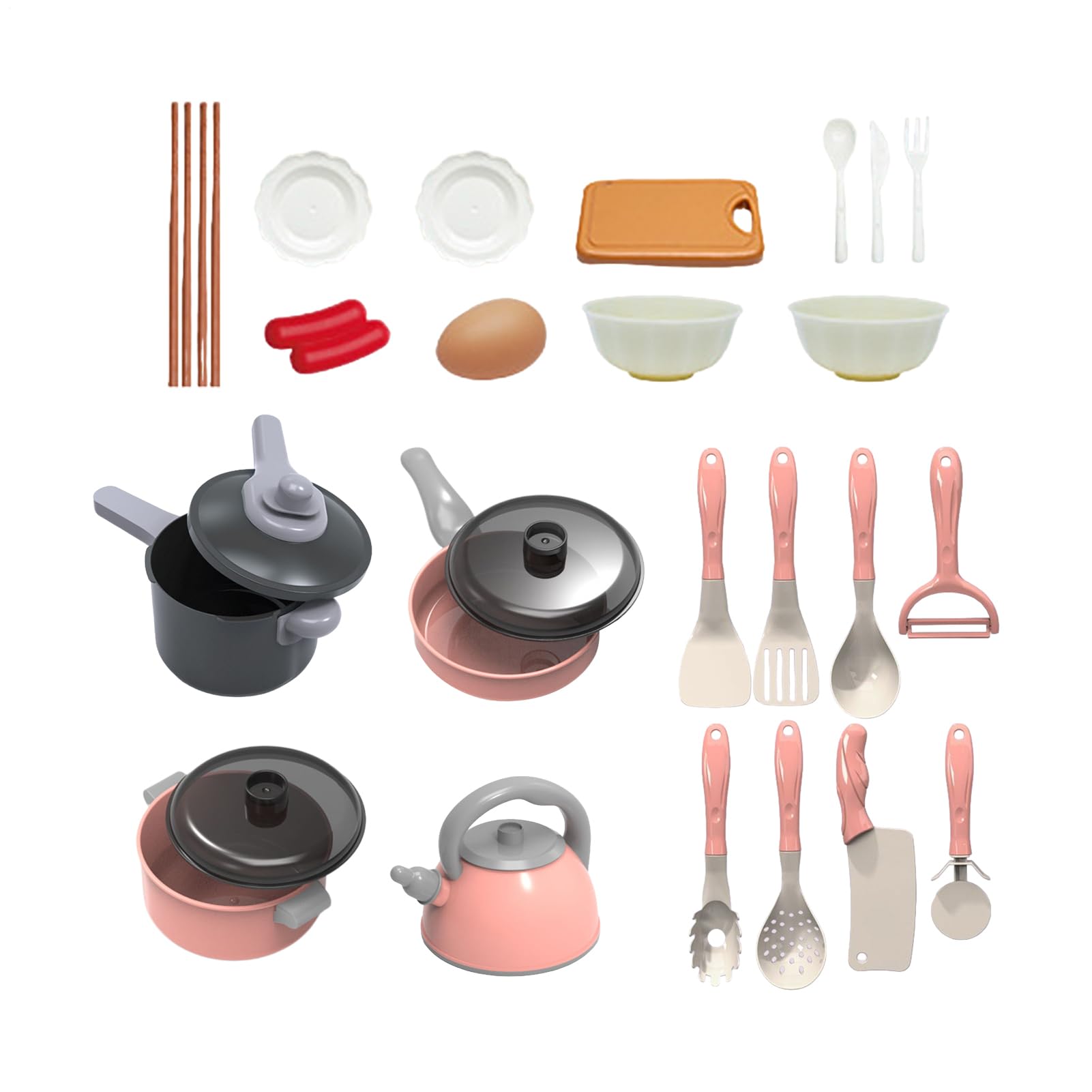 Kids Kitchen Toy Cookware, 28X Kids Pretend Cooking Playset, Educational Utensils Cookware Toys, Fun Fake Appliance For Girls Boys