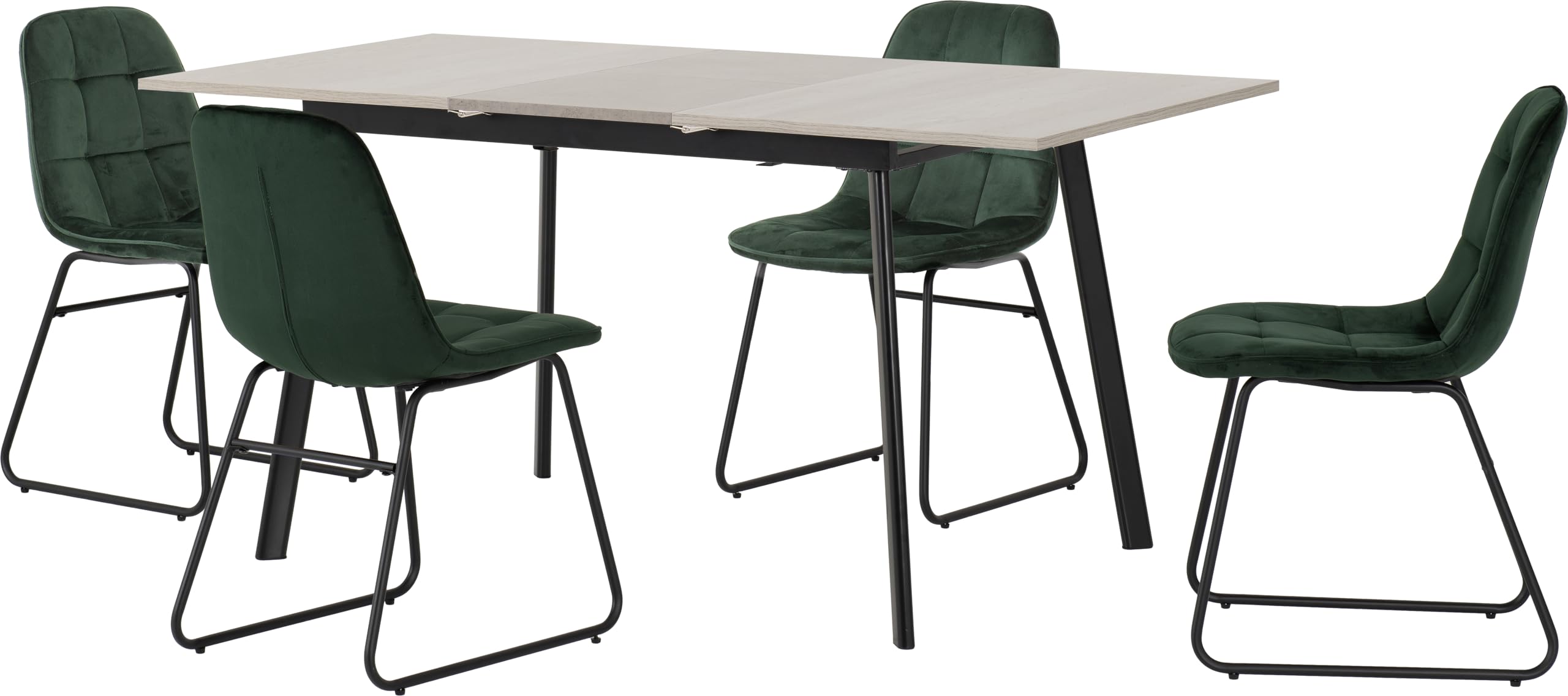 Avery Extending Dining Set - Grey Table with 4 Lukas Chairs - Modern & Versatile - Flat Pack Assembly
