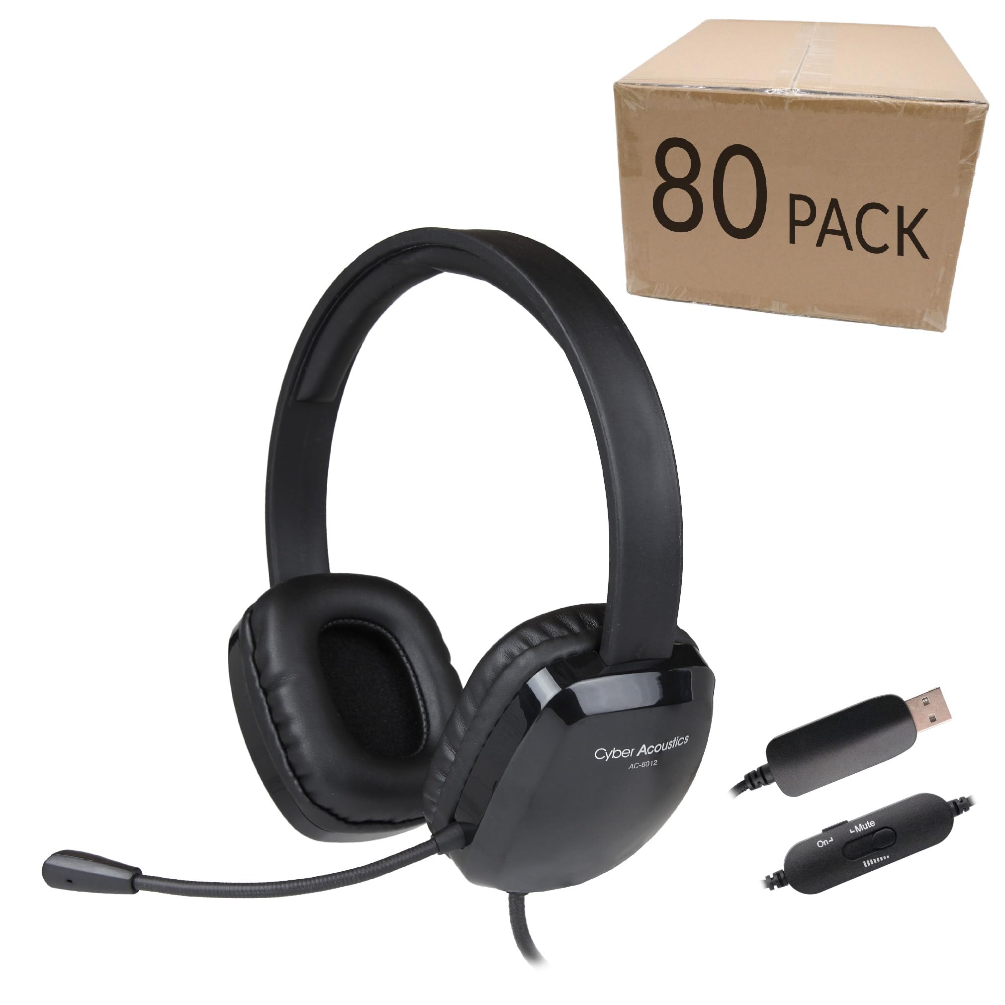usb headset cyber acoustics with microphone flexible boom audio controls