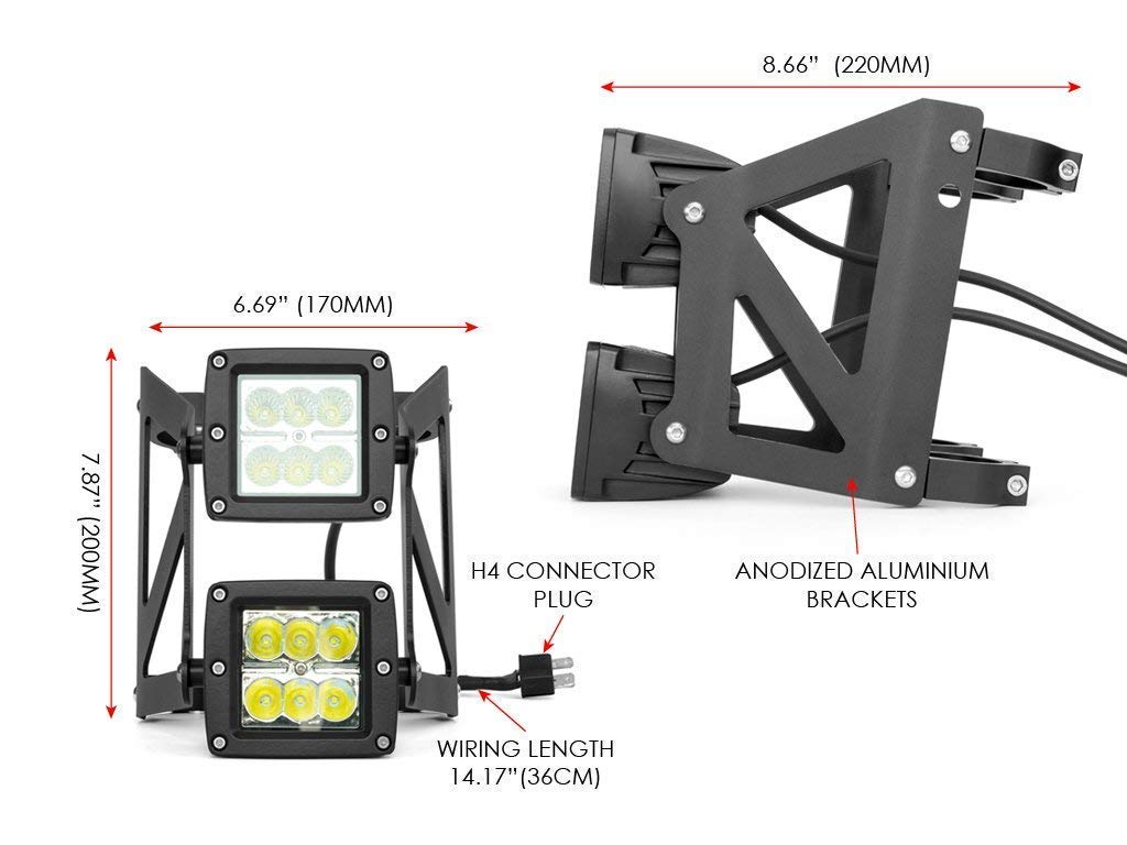 Moto LED Faro - Dual Apilados 40-41mm - Para Streetfighter Project