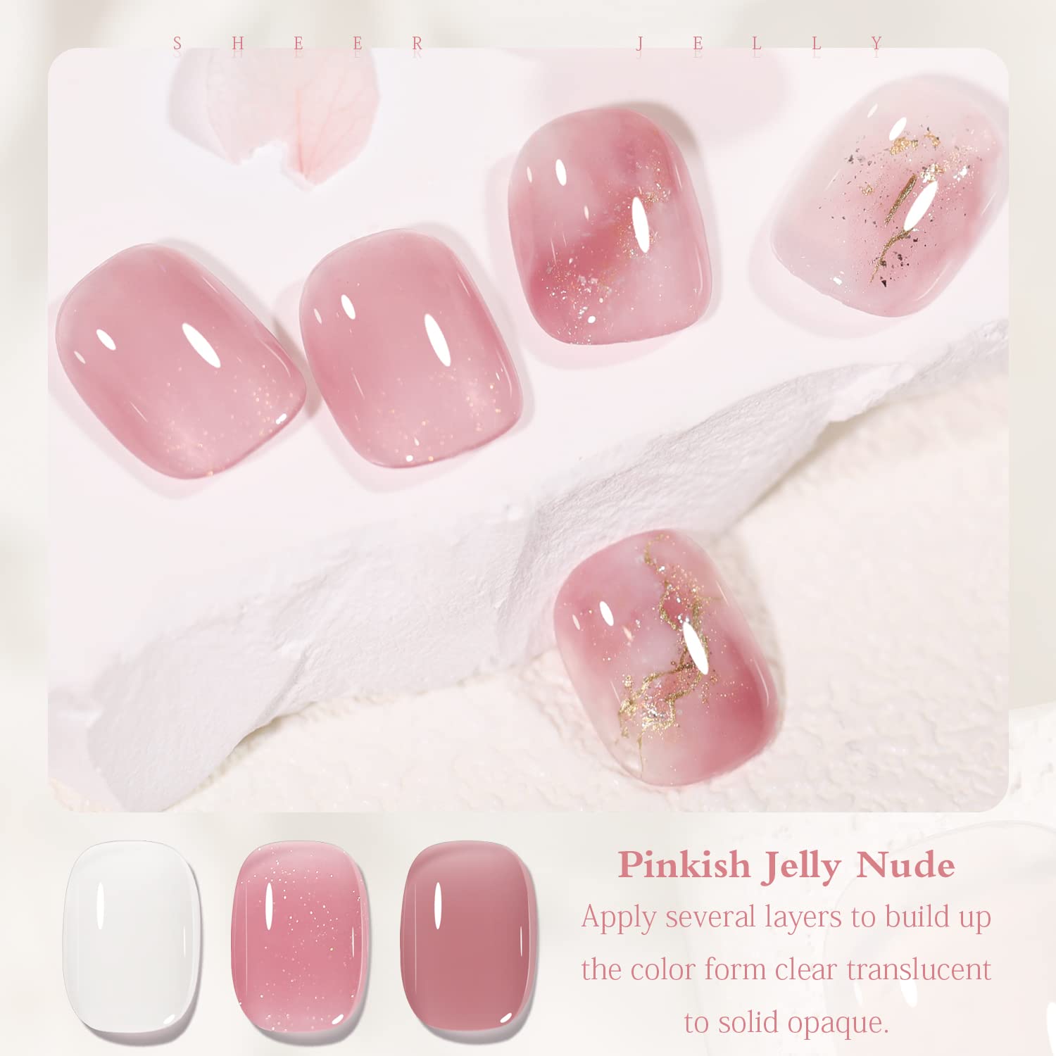 Amazon.com : OPUIU Jelly Gel Nail Polish Set, 10 Colors Nude Gel Polish Kit  Neutral Milky White Sheer Light Pink Natural Gel Polish Transparent Red  Shimmer Shellac Gel Nail Polish, Soak Off
