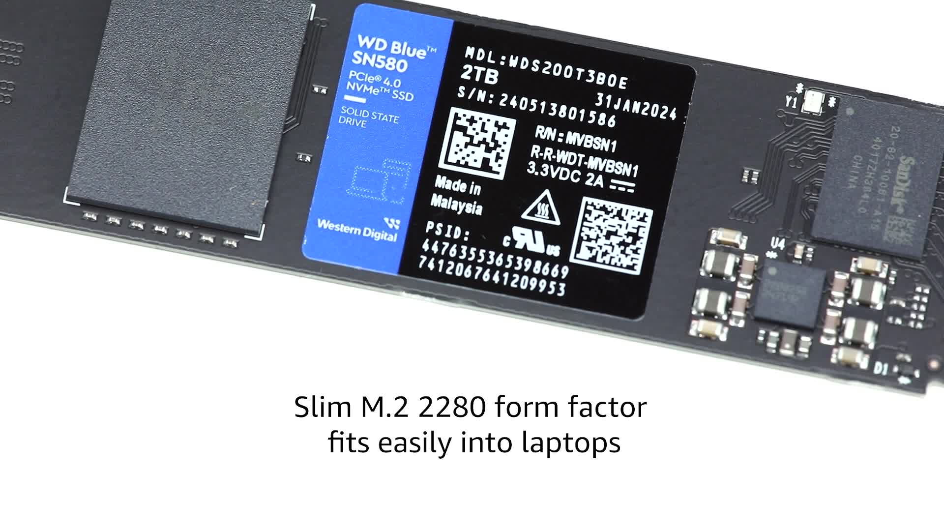 Western Digital 2TB WD Blue SN580 NVMe Internal Solid State Drive