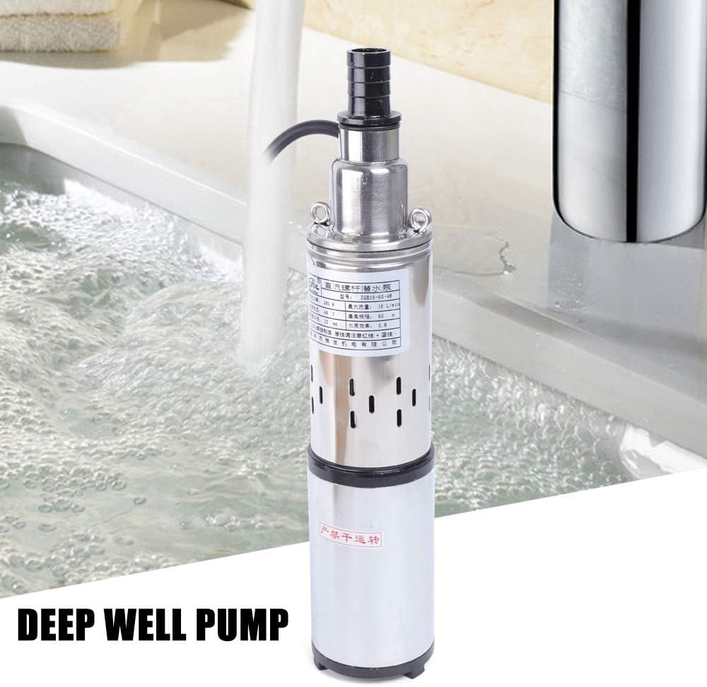 Pompa per fontana profonda, 280 W/48 V/4,23 Gal/min, in acciaio inox, pompa sommersa a energia solare fino a 40 m, pompa sommersa con cavo da 17 m, per estrazione dell'acqua e irrigazione, IPX8