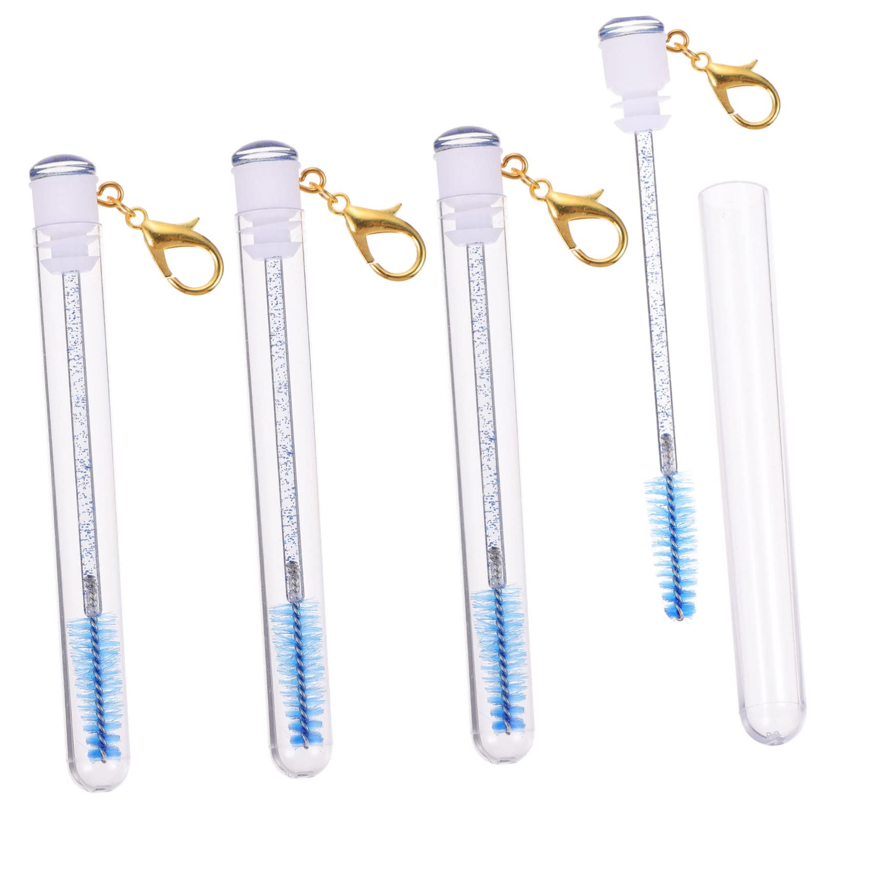 HAPINARY Plastic and Artificial Fiber Eyelash Brush Keychain Lash Brow Comb Mascara Eyebrow Brush Portable for Travel