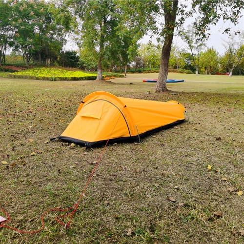 Carpa ligera para camping unipersonal amarilla miniatura 2