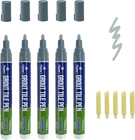 5 Peças de Caneta de Rejunte para Azulejos, Caneta de Reparo Doméstico, Marcadores de Tinta para Azulejos, Piso, Parede, Banheiro, Cozinha, Ferramentas de Reparo (Cinza Claro)