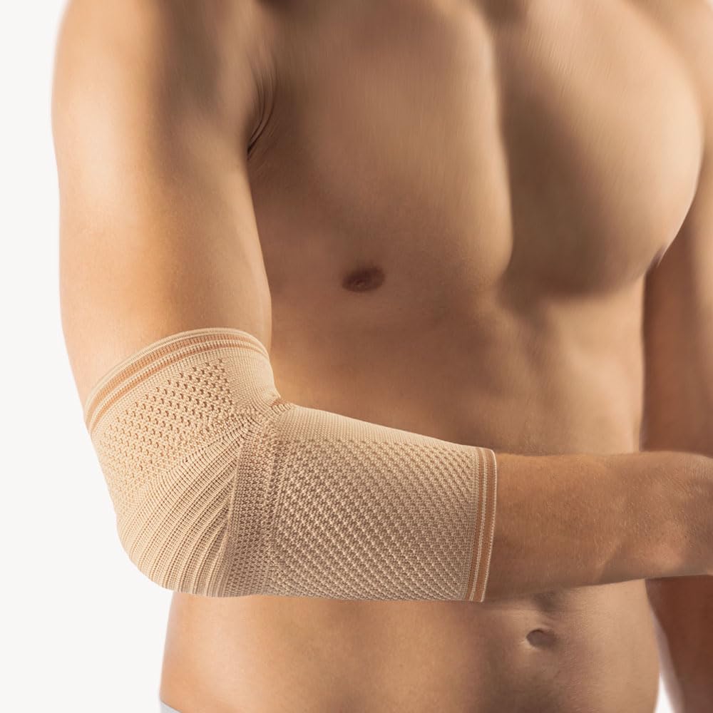 bort 055100 large haut KubiTal Ellenbogen-Polster-Bandage in unterschiedlichen Farben und Größen, rechts und links gleich, large, beige