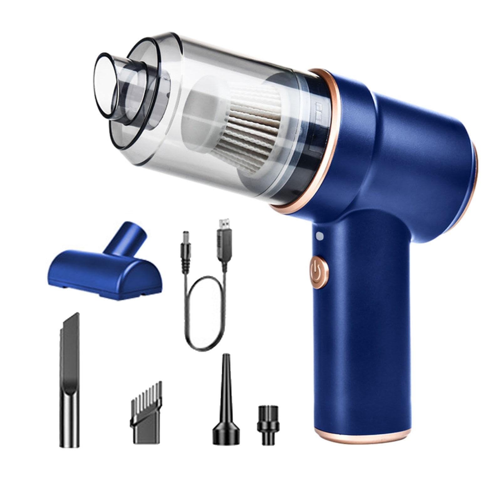 Mini Aspiradora de Mano Inalámbrica para Coche con Potencia de Succión de 8000 PA, Recolector de Polvo para Escritorios, Teclados Y Estantería, Azul, Individual