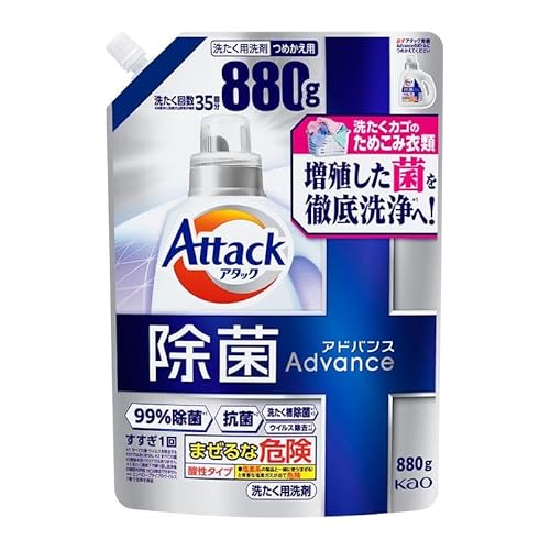 アタック 除菌アドバンス 1個 洗濯用洗剤 (つめかえ用 880g)