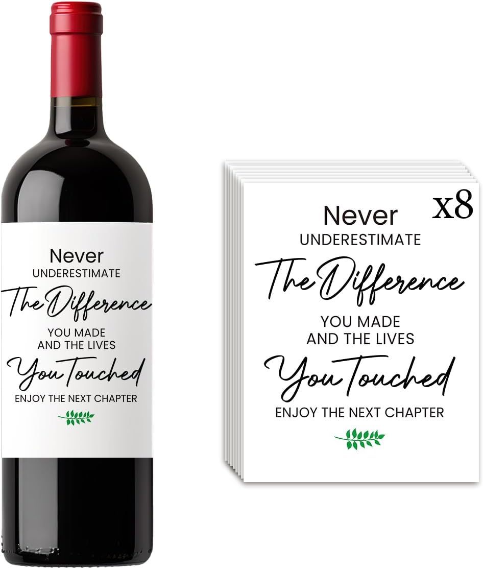8 Pcs Going Leaving Moving Away Farewell Goodbye New Beginnings Retirement Party Decorations Gifts for Women Men Coworker Friends Never Underestimate The Difference You Made Wine Labels