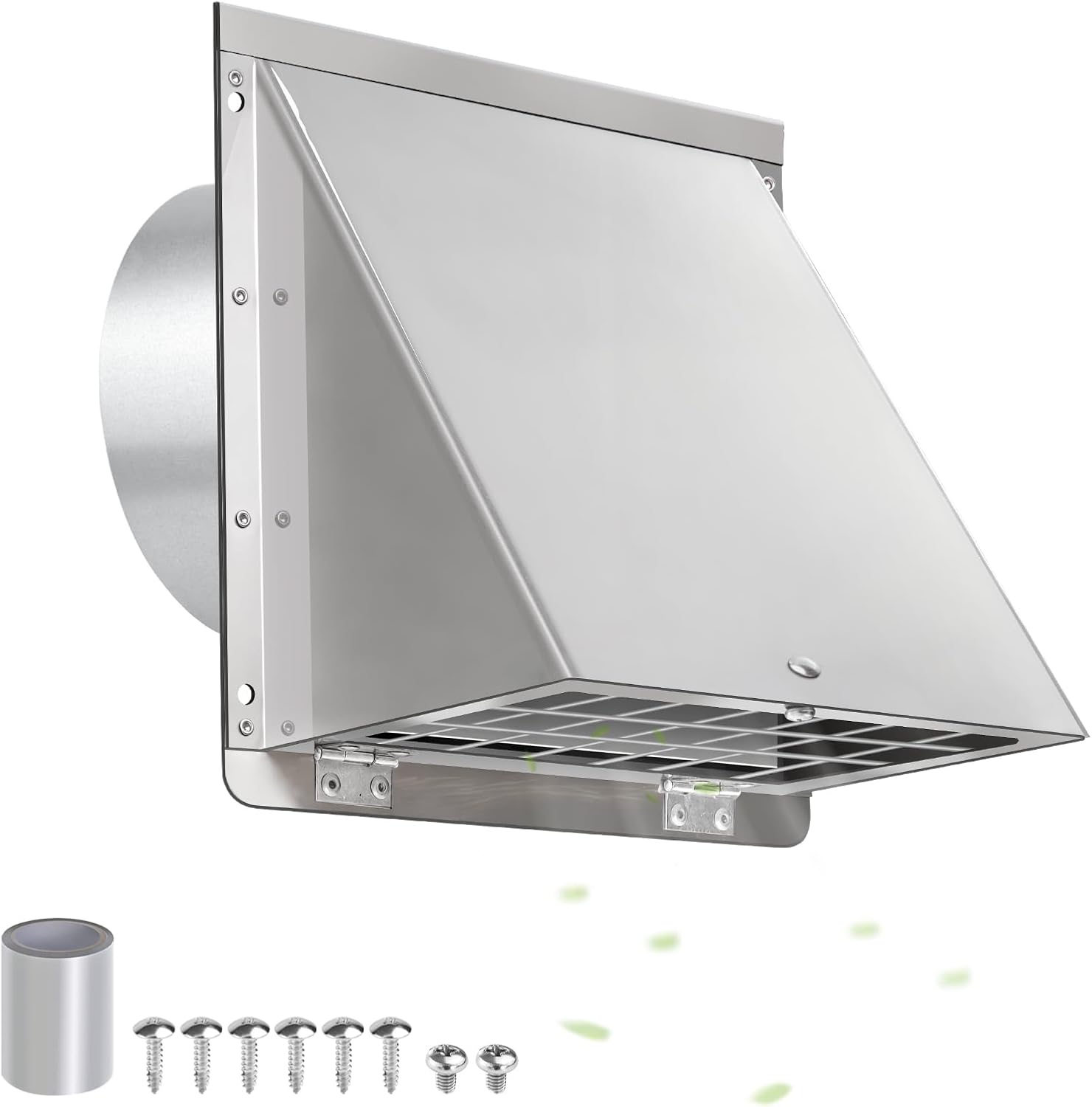 4 Inch Dryer Vent Cover Outside with Mesh with Cushioned Flap,304 Stainless Steel Wall Vent Exhaust Vent Cover,4" Outdoor Dryer Vent Cover Hood Exterior Wall Vent Cover Cap for Range Hood Vent AC Vent