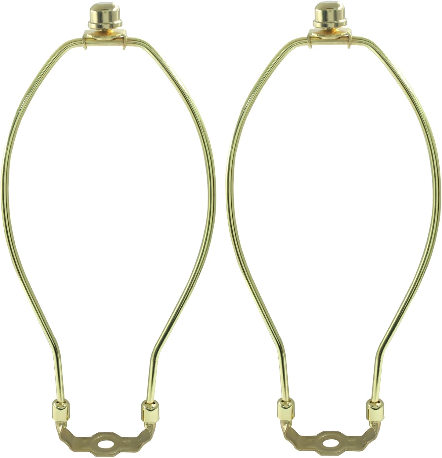 12 Inch Heavy Duty Lamp Harps, 2 Set Detachable Shade Holder with Standard Saddle & Finials for Table, Floor Lamps (Polished Brass)
