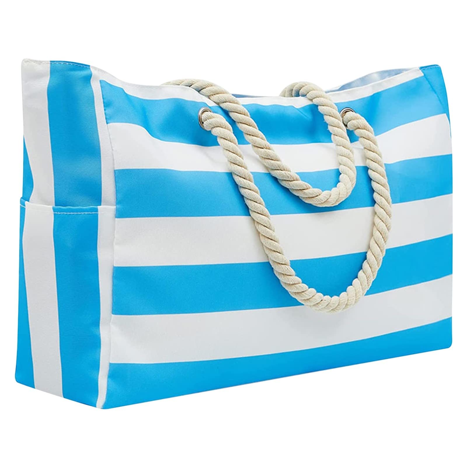 GenericBolsa de playa grande para mujer, bolsa de playa de lona con bolsillo con cremallera, bolsa de viaje, picnic, natación, piscina, bolsa de mano