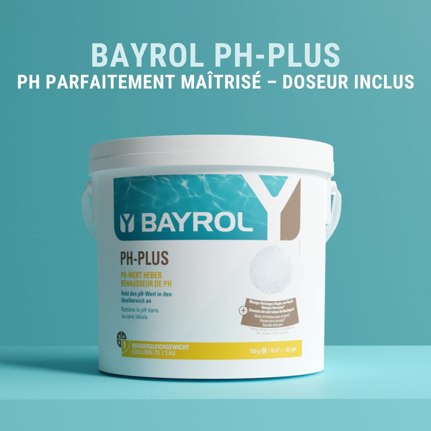 BAYROL e-pH-Plus Piscine et Spa 5 kg - Réhausseur de pH Rapide - Granulés pH+ pour Piscine et Spa - Doseur Inclus - Corrige pH Bas