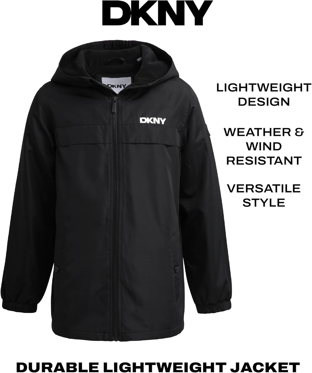 DKNY Boys Fleece Jacket - Water and Wind Resistant Polar Fleece Lined Boys Windbreaker Jacket - Cozy Outerwear Kids Jackets - Image 2