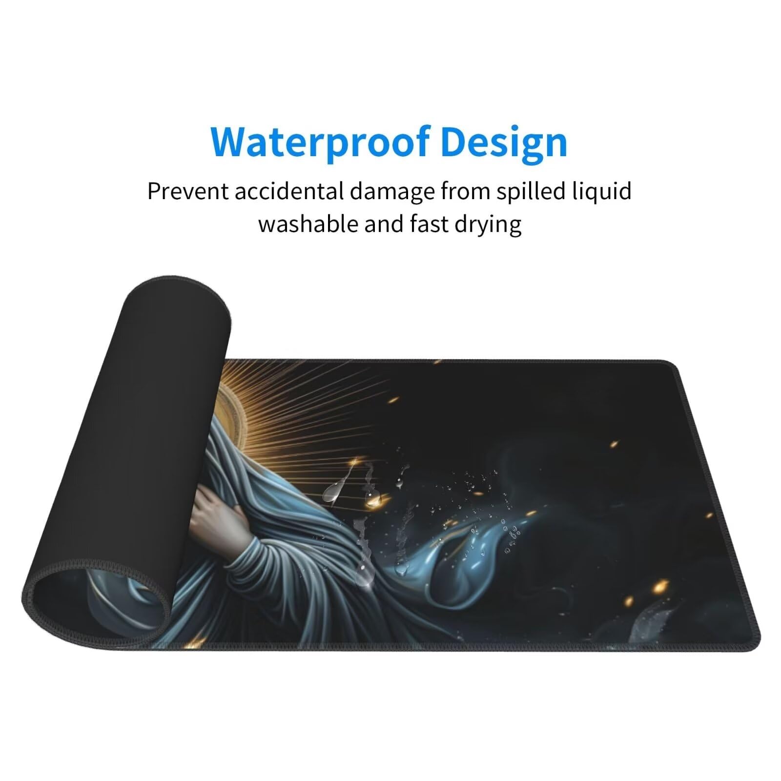 Tappetino Mouse, Tappetino Mouse Gaming Grande XXL 1500x800x3mm Tappetino Scrivania Mouse Pad, Base in Gomma Antiscivolo, Bordi Cuciti,Lavabile, Mousepad per Ufficio e Gaming (Nostra Signora) R-610