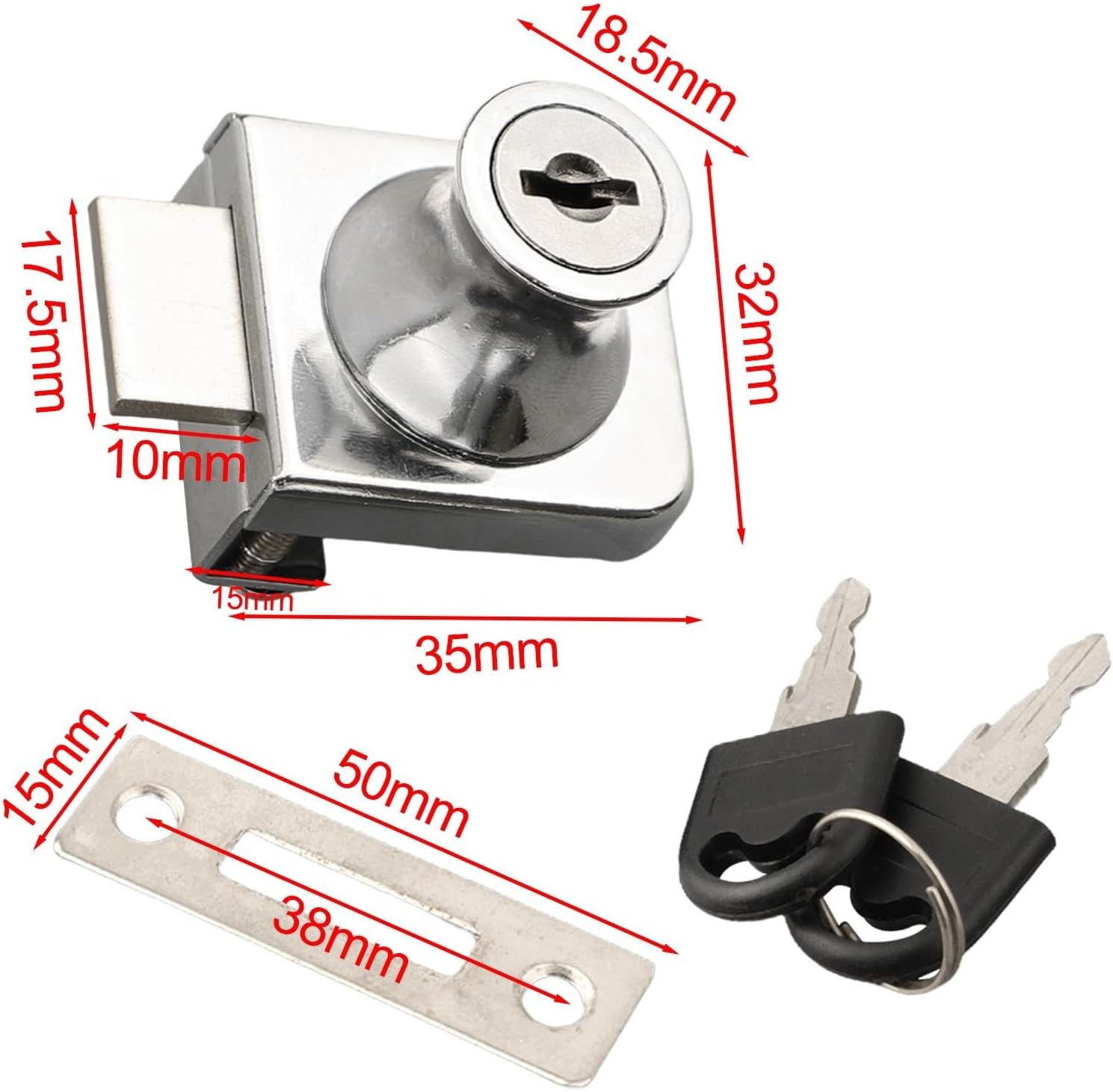 Zinc Alloy Glass Cabinet Lock – Single Non-Drill Display Cabinet Door Lock for –8 mm Thick Glass Doors, Silver, for Offices, Malls & Home Use(Tongkai)