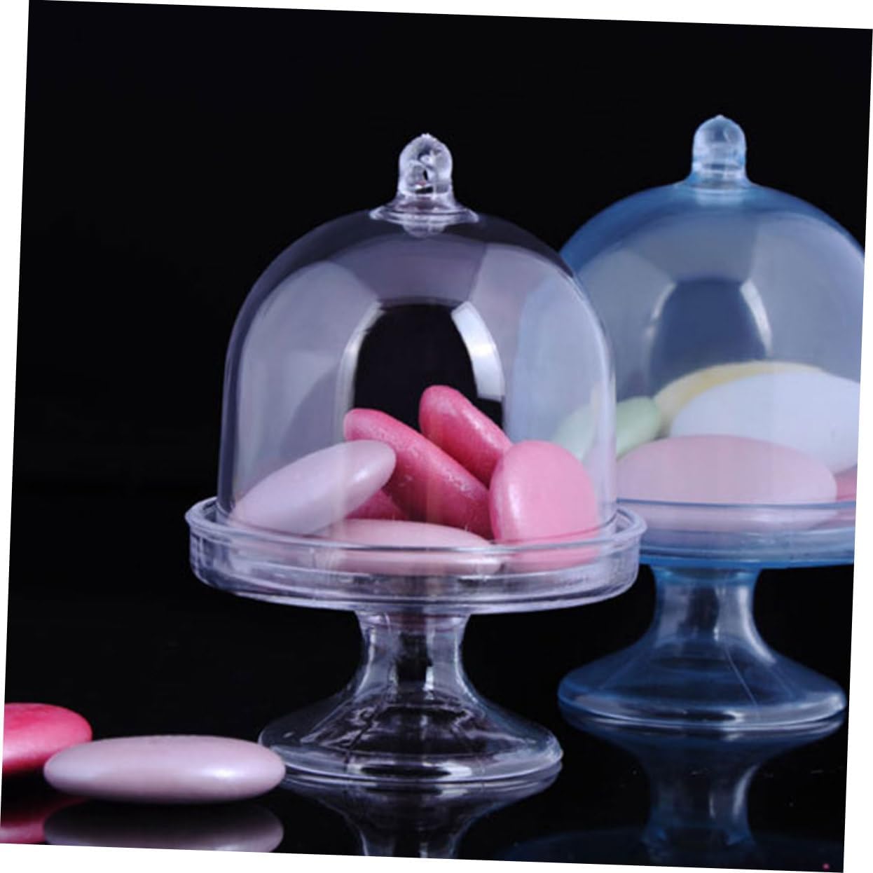 Ciieeo 12Pcs Clear Candy Dome Boxes Plastic Candy Tray with Lid for Wedding Party Dessert Display Buffet Snack Holder