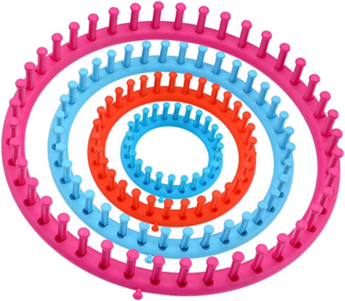 Shurhome 1 or 2 Set Round Rectangular Knitted Loomed Knitting Frame Crochet Accessories for Scarves Hat Design Knitted Loomed Easy to Use Knitting Frame for Hat Scarves