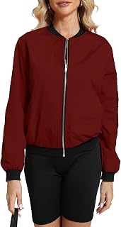 Argstar Women's Bomber Jacket Lightweight Casual Windbreaker with Pockets S-XXL