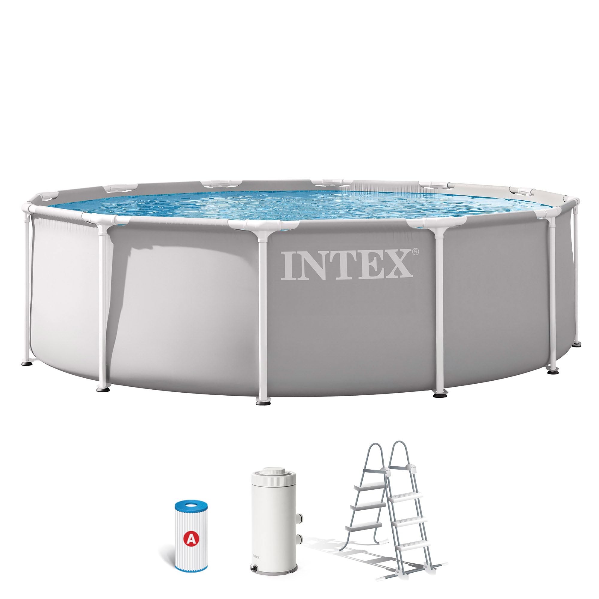 Intex 26716ND 3.66m x 99cm Prism Frame Premium Pool Set (Includes Filter Pump, Safety Ladder)