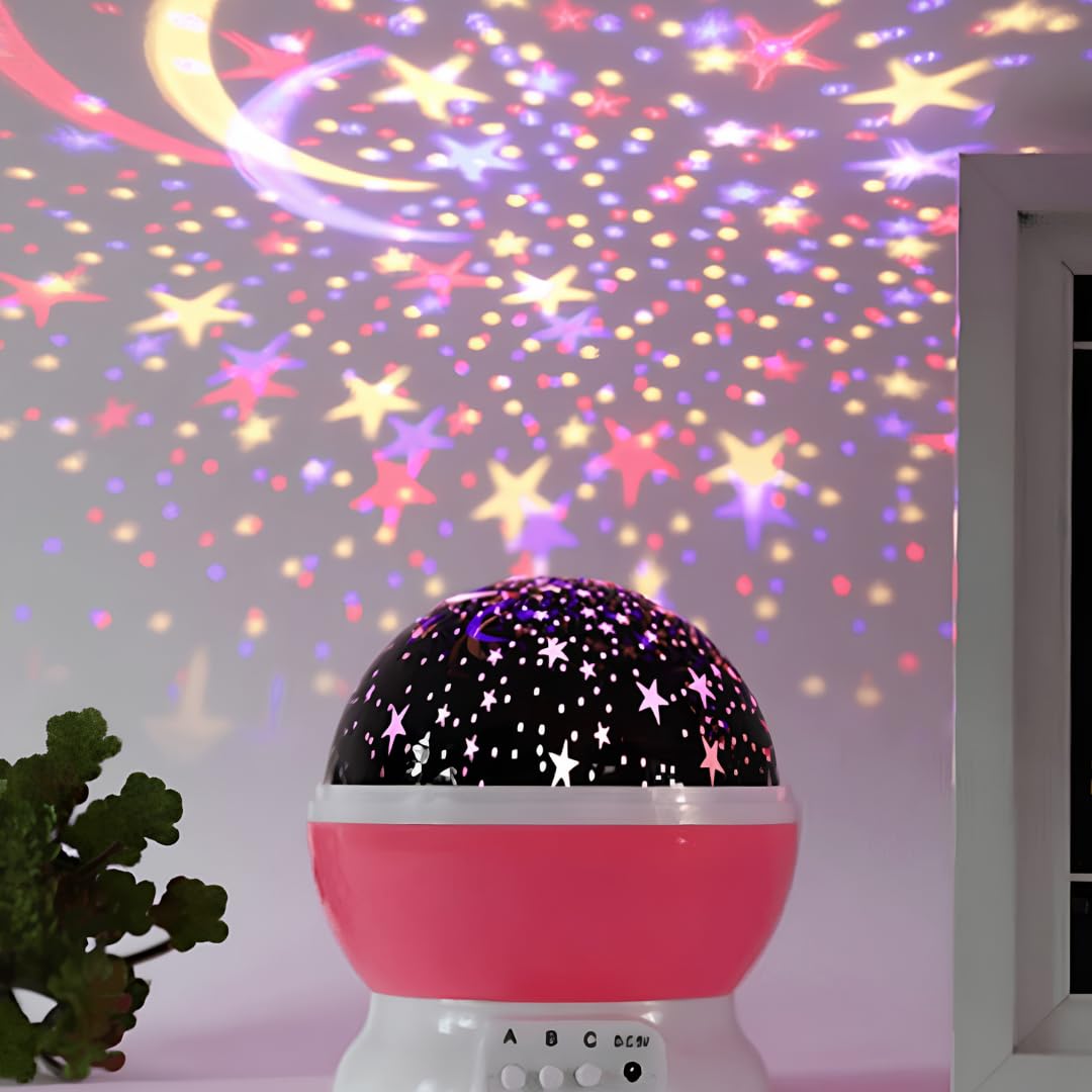 Jouis Gece Lambası Star Master Masa Lambası, Gökyüzü Projeksiyon Gece Lambası, Yıldızlı Gece Lambası, Dekoratif ve Şık Tasarım (Pembe)