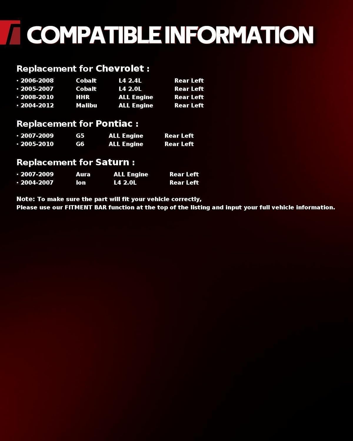 Torchbeam Rear Brake Caliper Left for 2004-2012 Malibu, Rear Left Caliper Replace # 18B4893