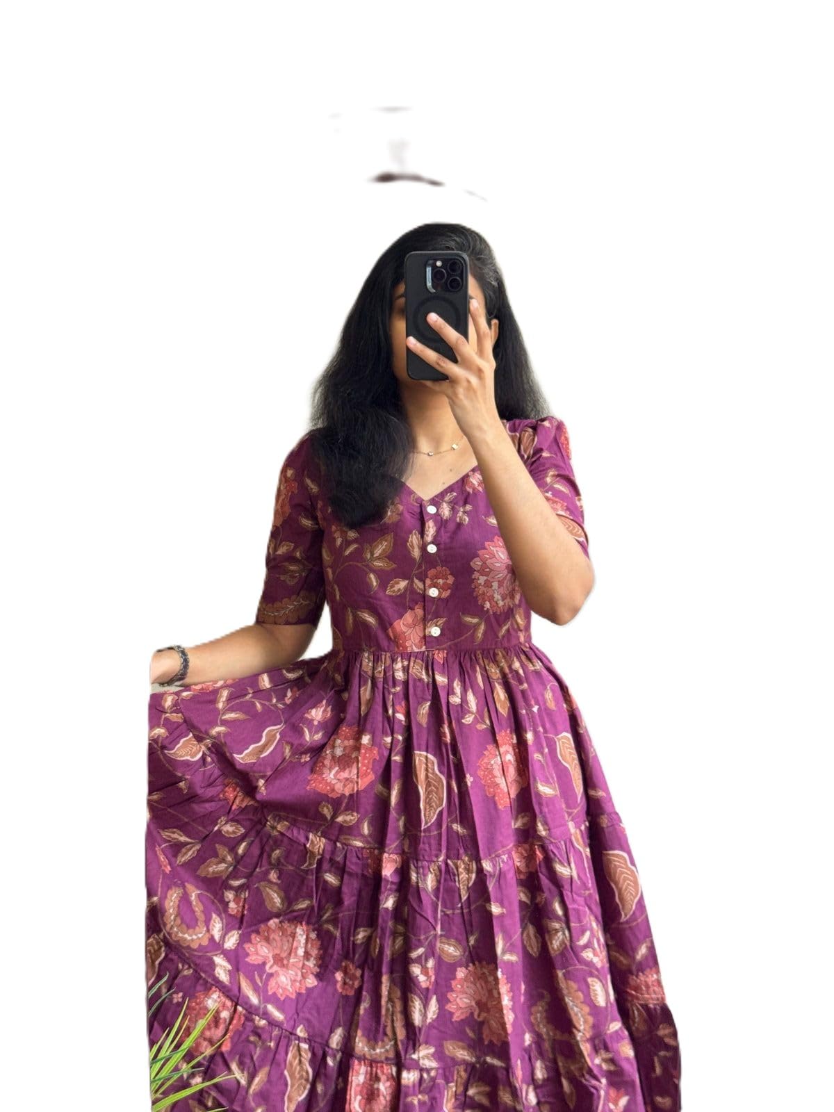Women's Cotton Blend Maxi Midi Dress Western Dress for Women Elegant Floral Printed Long Dresses-picture-44