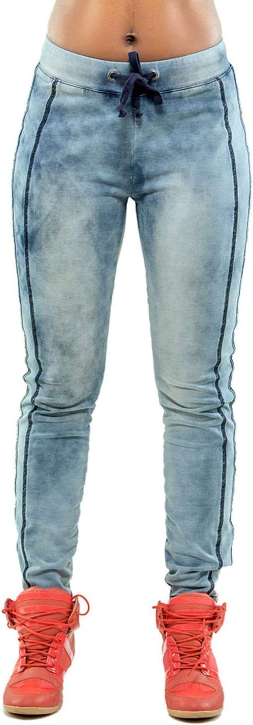 Poetic Justice Curvy Women's Blue Knit French Terry Stretch Denim Jogger Pants