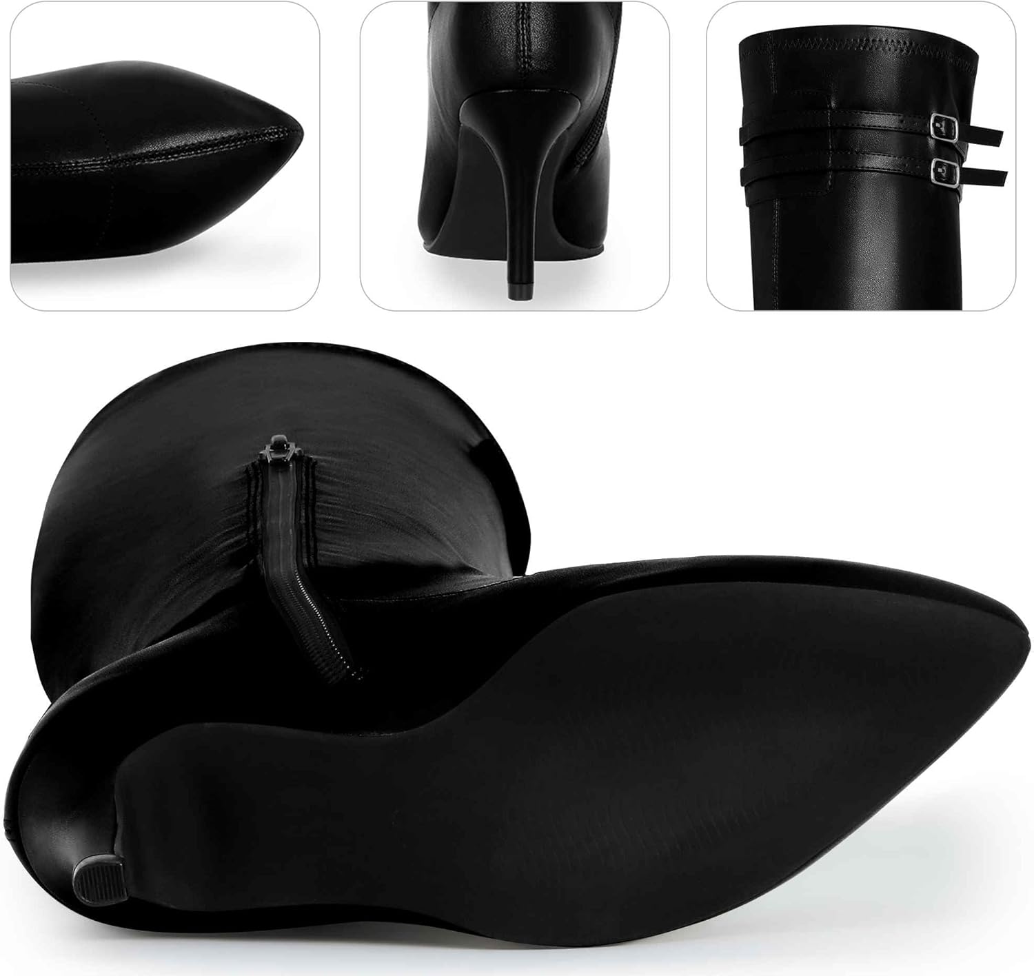 Perphy Pointed Toe Over the Knee High Zipper Stiletto High Heel Boots for Women