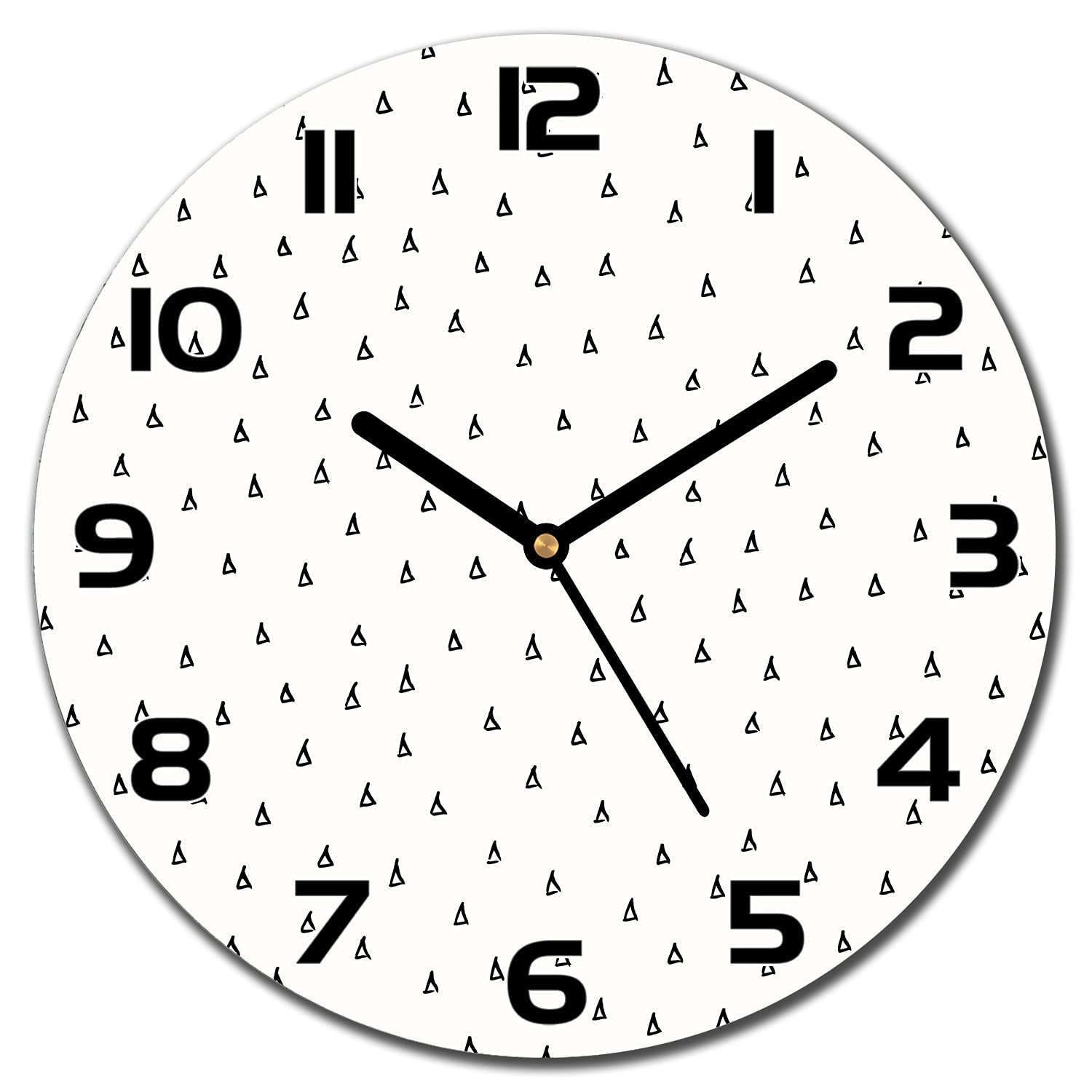Horloge en verre murale cuisine salon 30 cm aiguilles noires motif moderne